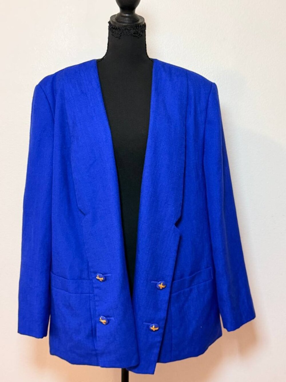 Atrium Woman Cobalt Blue Vintage Blazer Padded Shoulder Plus Size 20W
